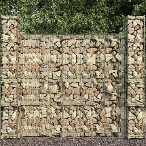 vidaXL Gabion Baskets 3 pcs Galvanized Steel 9.8"x9.8"x77.6"