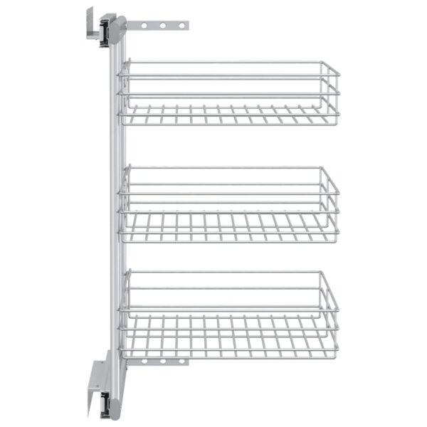 vidaXL 3-Tier Pull-out Kitchen Wire Basket Silver 18.5"x13.8"x22" - Image 5