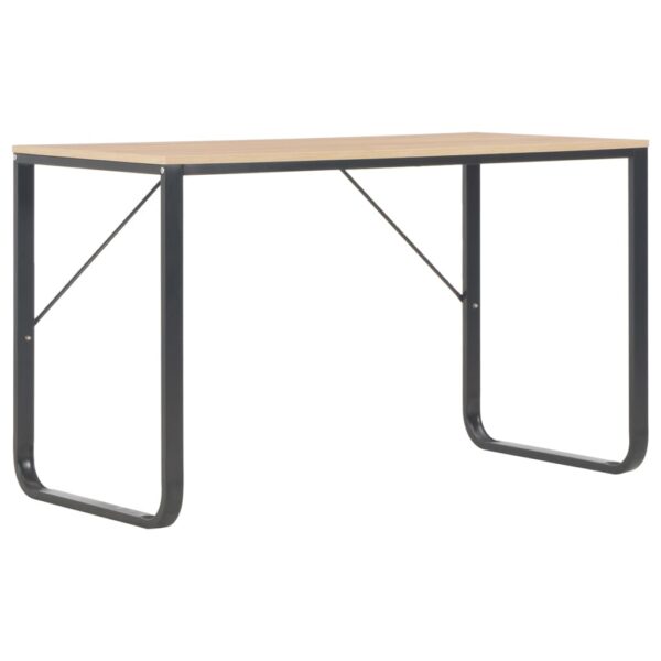 vidaXL Computer Desk Black and Oak 47.2"x23.6"x28.7" - Image 2