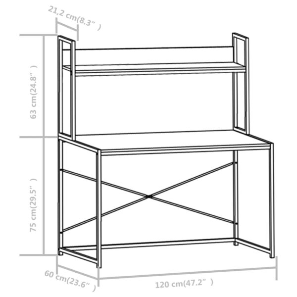 vidaXL Computer Desk Black 47.2"x23.6"x54.3" - Image 9