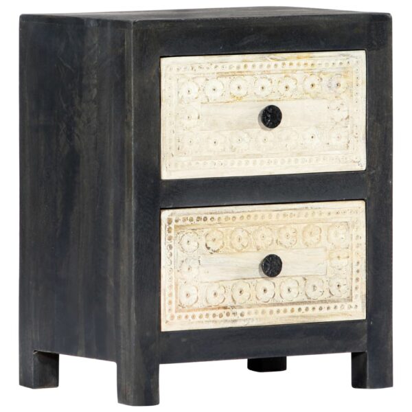 vidaXL Hand Carved Bedside Cabinet Gray 15.7"x11.8"x19.7" Solid Mango Wood - Image 11