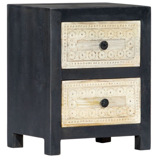 vidaXL Hand Carved Bedside Cabinet Gray 15.7"x11.8"x19.7" Solid Mango Wood - Image 12