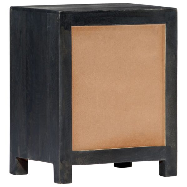 vidaXL Hand Carved Bedside Cabinet Gray 15.7"x11.8"x19.7" Solid Mango Wood - Image 3