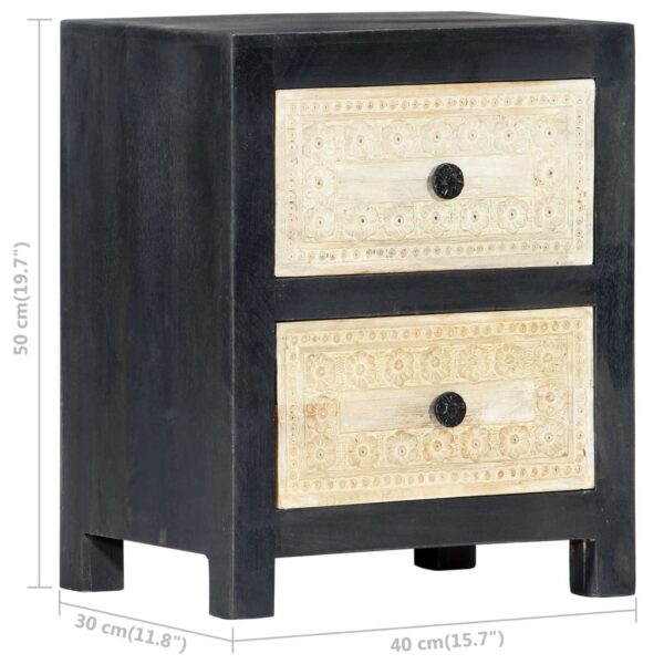 vidaXL Hand Carved Bedside Cabinet Gray 15.7"x11.8"x19.7" Solid Mango Wood - Image 8