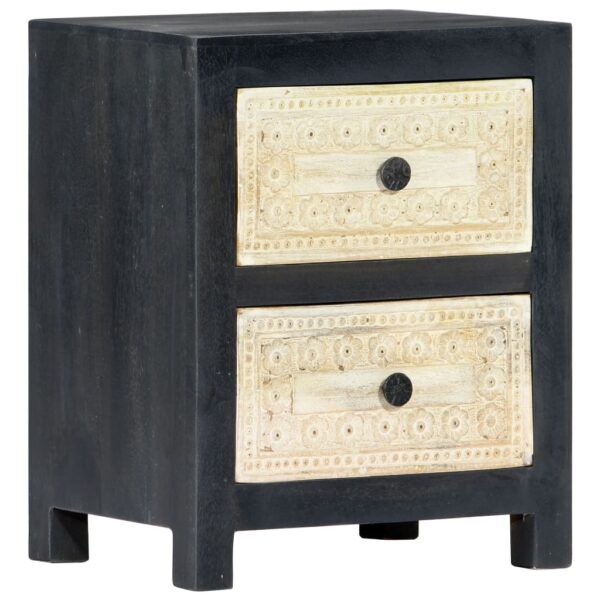 vidaXL Hand Carved Bedside Cabinet Gray 15.7"x11.8"x19.7" Solid Mango Wood - Image 10