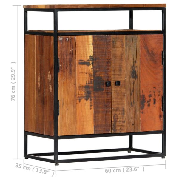 vidaXL Side Cabinet 23.6"x13.8"x29.9" Solid Reclaimed Wood and Steel - Image 6