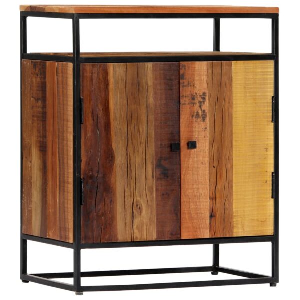 vidaXL Side Cabinet 23.6"x13.8"x29.9" Solid Reclaimed Wood and Steel - Image 10