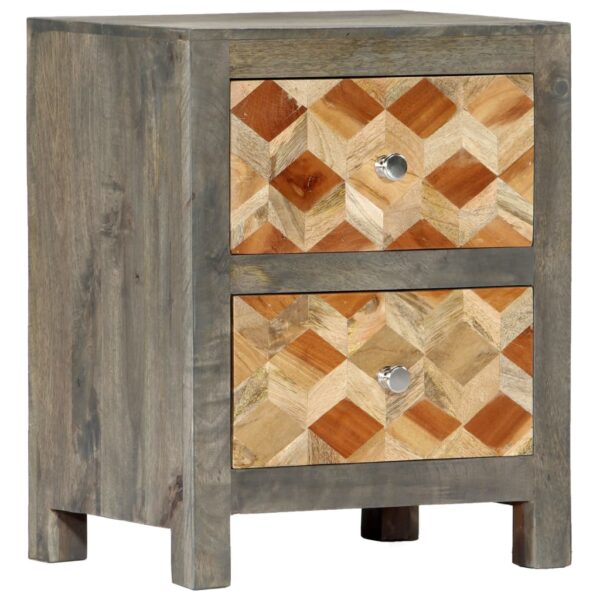 vidaXL Bedside Cabinet Gray 15.7"x11.8"x19.7" Solid Mango Wood