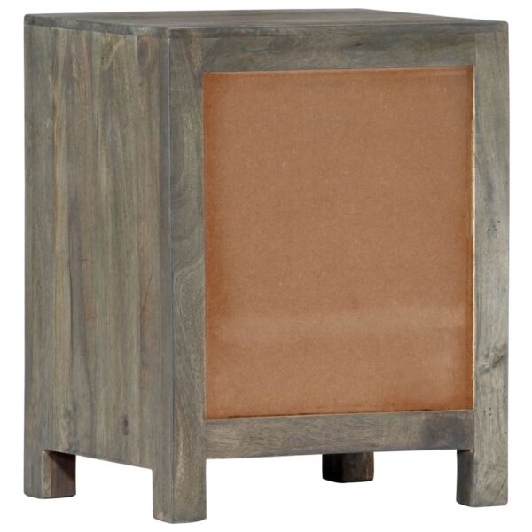 vidaXL Bedside Cabinet Gray 15.7"x11.8"x19.7" Solid Mango Wood - Image 4