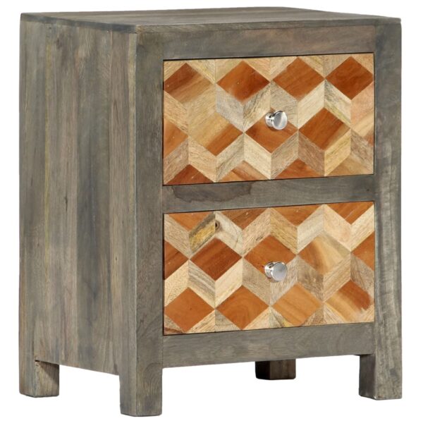 vidaXL Bedside Cabinet Gray 15.7"x11.8"x19.7" Solid Mango Wood - Image 10