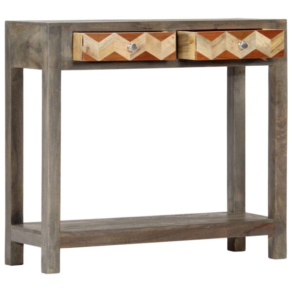 vidaXL Console Table Gray 33.9"x11.8"x29.9" Solid Mango Wood - Image 2