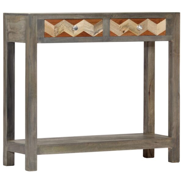 vidaXL Console Table Gray 33.9"x11.8"x29.9" Solid Mango Wood - Image 11