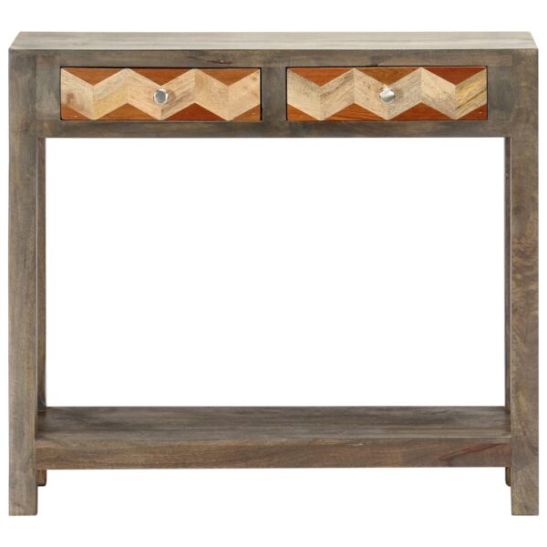 vidaXL Console Table Gray 33.9"x11.8"x29.9" Solid Mango Wood - Image 4