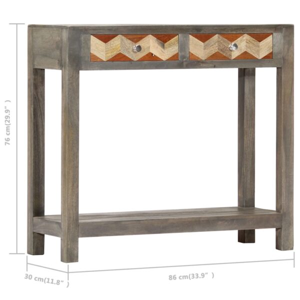 vidaXL Console Table Gray 33.9"x11.8"x29.9" Solid Mango Wood - Image 8