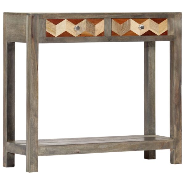 vidaXL Console Table Gray 33.9"x11.8"x29.9" Solid Mango Wood - Image 9