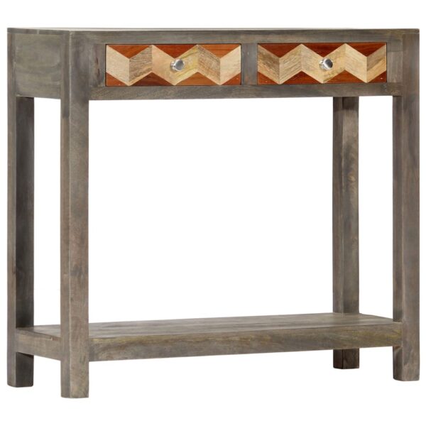 vidaXL Console Table Gray 33.9"x11.8"x29.9" Solid Mango Wood - Image 10