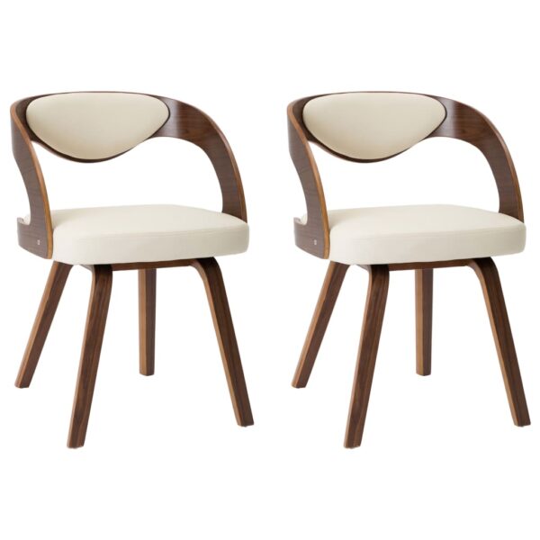 vidaXL Dining Chairs 2 pcs Cream Bent Wood and Faux Leather - Image 2