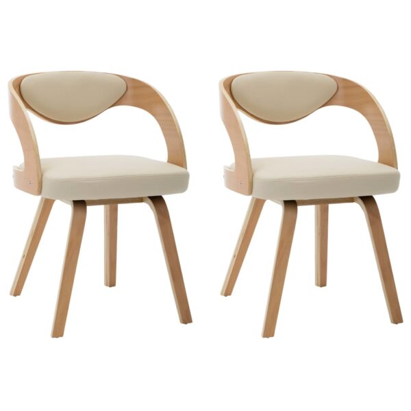 vidaXL Dining Chairs 2 pcs Cream Bent Wood and Faux Leather - Image 2