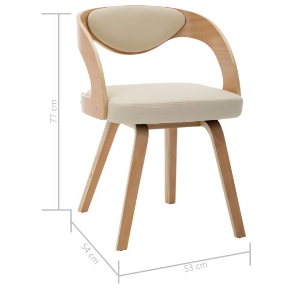 vidaXL Dining Chairs 2 pcs Cream Bent Wood and Faux Leather - Image 7