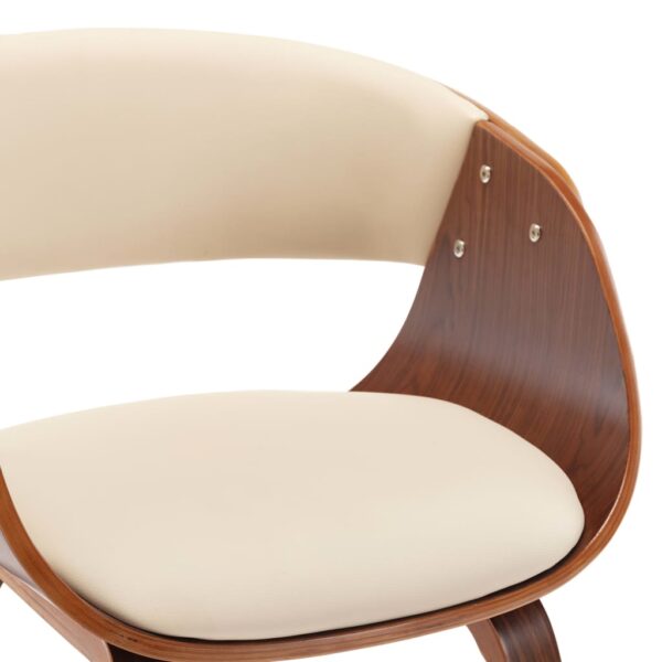 vidaXL Dining Chair Cream Bent Wood and Faux Leather - Image 6