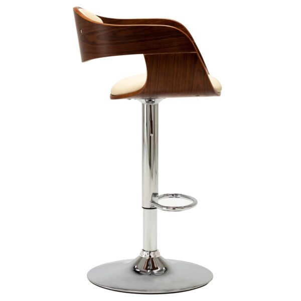 vidaXL Bar Stool Cream Bent Wood and Faux Leather - Image 2