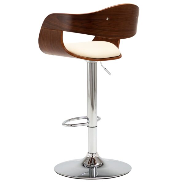 vidaXL Bar Stool Cream Bent Wood and Faux Leather - Image 3