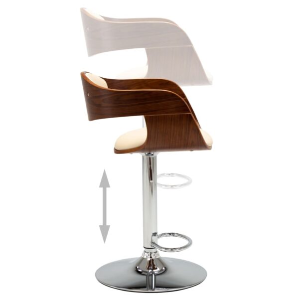 vidaXL Bar Stool Cream Bent Wood and Faux Leather - Image 4