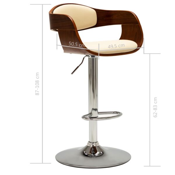 vidaXL Bar Stool Cream Bent Wood and Faux Leather - Image 7