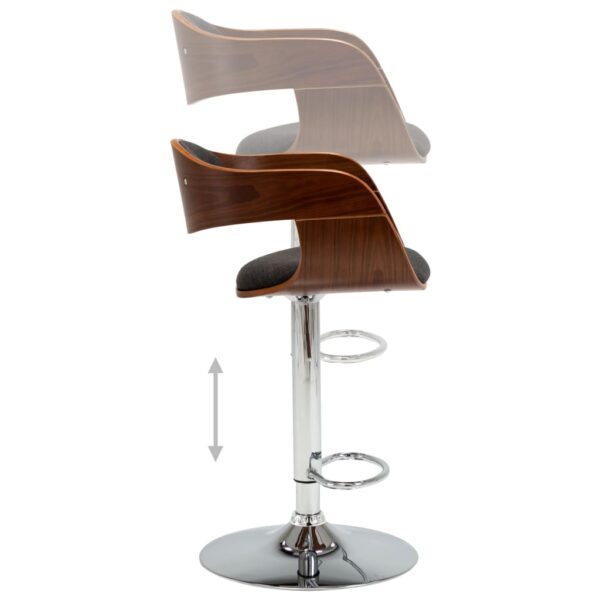 vidaXL Bar Stool Gray Bent Wood and Fabric - Image 5