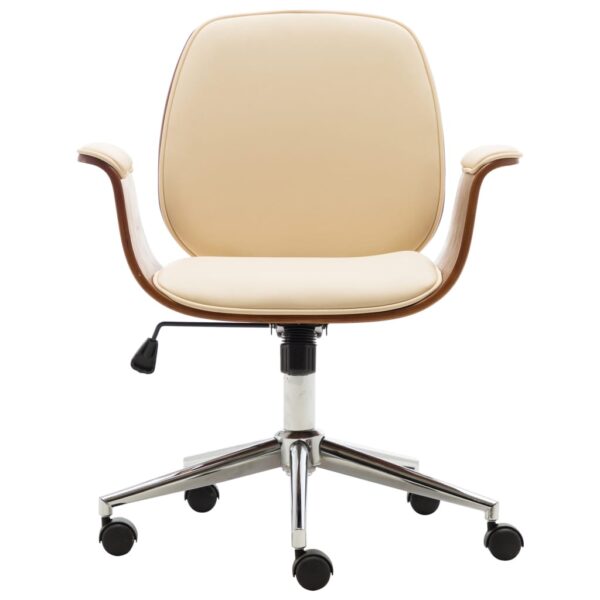 vidaXL Office Chair Cream Bent Wood and Faux Leather - Image 2