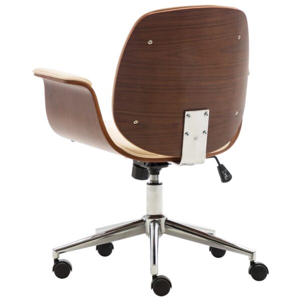 vidaXL Office Chair Cream Bent Wood and Faux Leather - Image 3