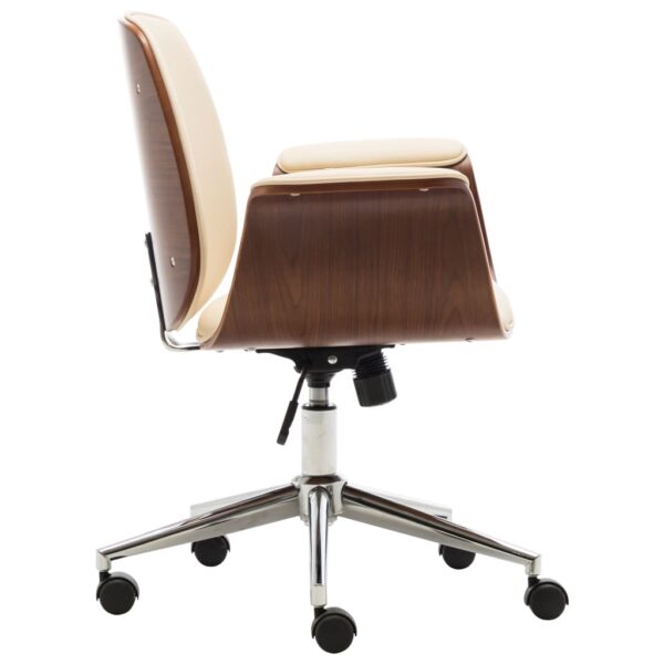 vidaXL Office Chair Cream Bent Wood and Faux Leather - Image 4