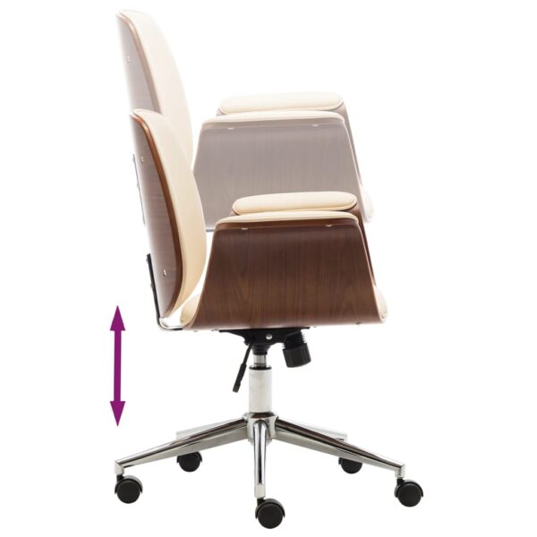 vidaXL Office Chair Cream Bent Wood and Faux Leather - Image 5