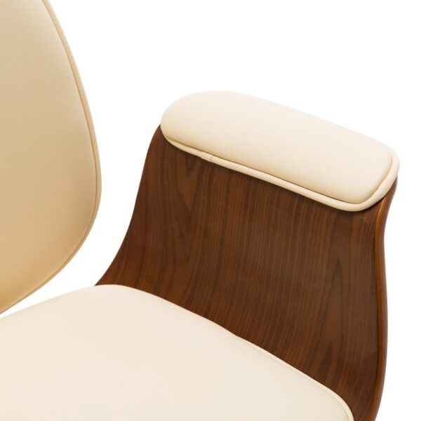 vidaXL Office Chair Cream Bent Wood and Faux Leather - Image 6