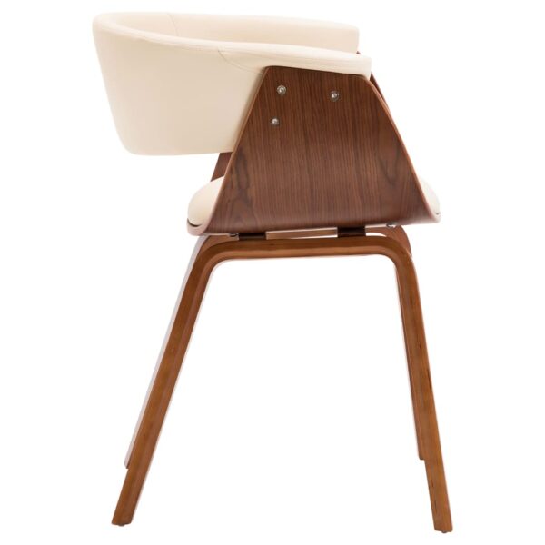 vidaXL Dining Chair Cream Bent Wood and Faux Leather - Image 4