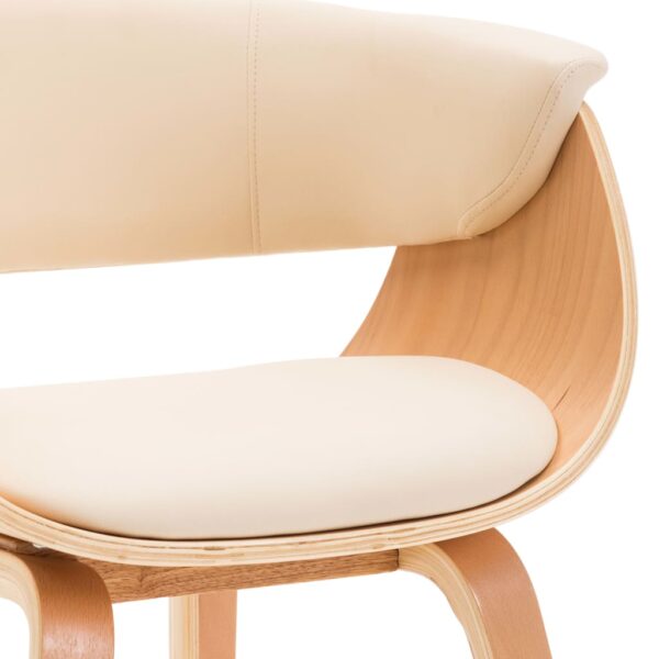 vidaXL Dining Chair Cream Bent Wood and Faux Leather - Image 5