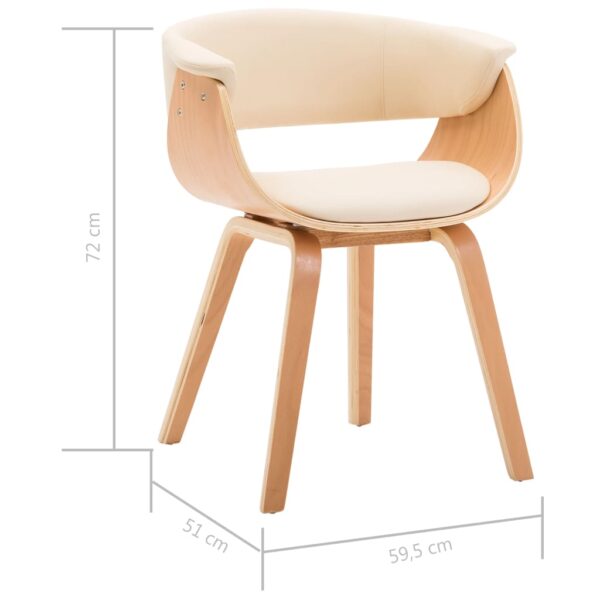 vidaXL Dining Chair Cream Bent Wood and Faux Leather - Image 6