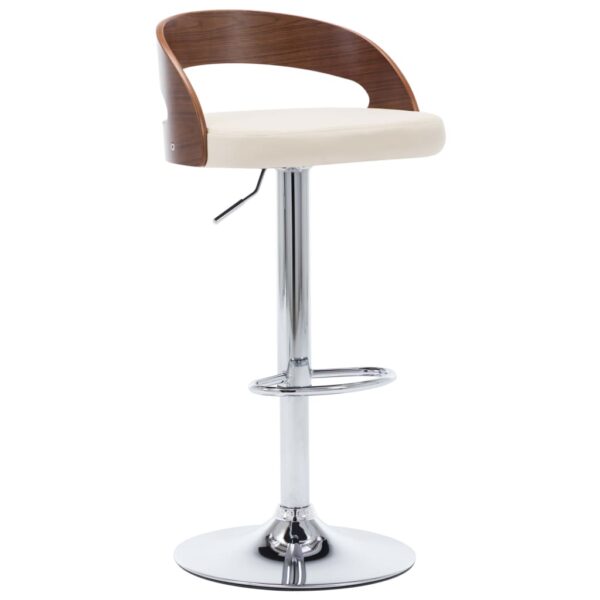 vidaXL Bar Stools 2 pcs Cream Faux Leather and Bentwood - Image 3