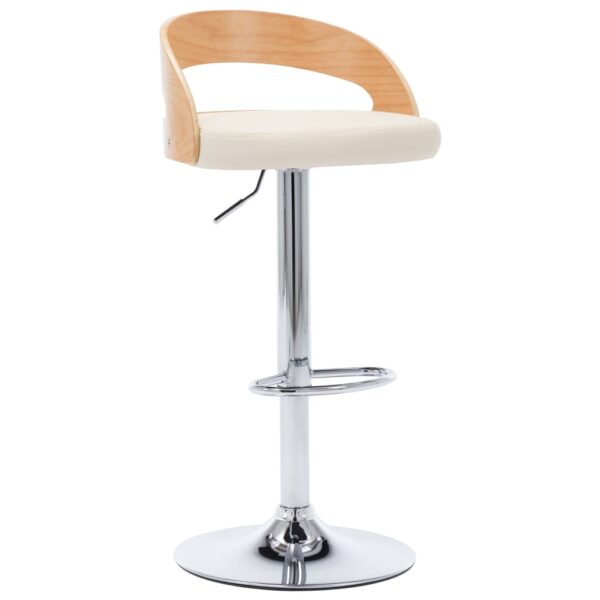 vidaXL Bar Stools 2 pcs Cream Faux Leather and Bentwood - Image 3