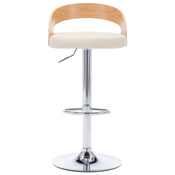 vidaXL Bar Stools 2 pcs Cream Faux Leather and Bentwood - Image 4