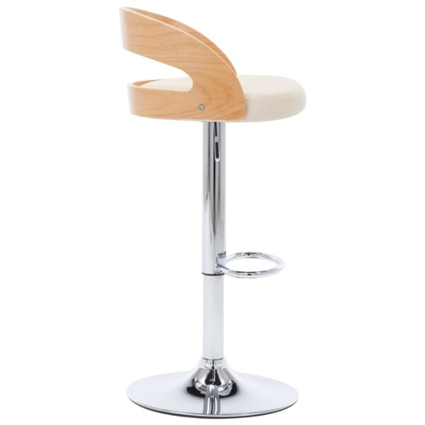 vidaXL Bar Stools 2 pcs Cream Faux Leather and Bentwood - Image 5