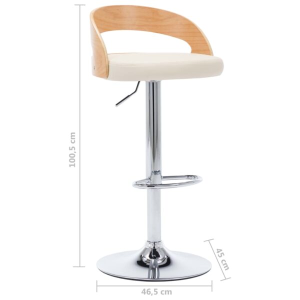 vidaXL Bar Stools 2 pcs Cream Faux Leather and Bentwood - Image 10