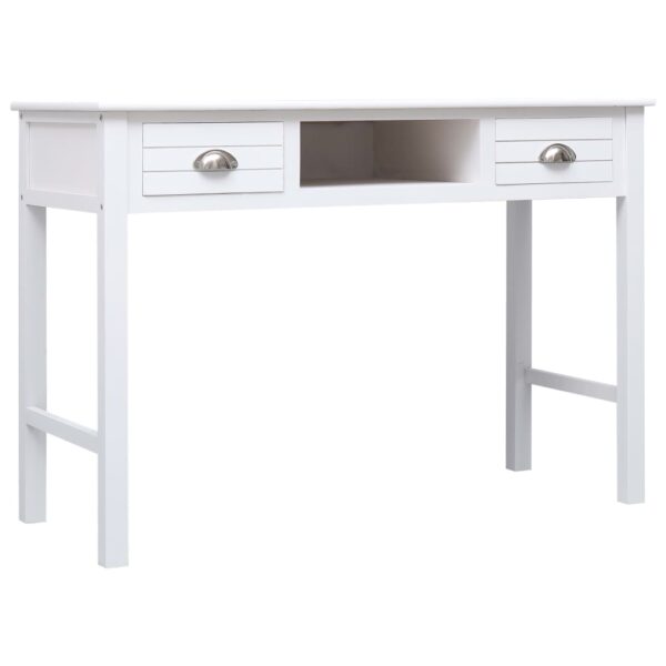 vidaXL Writing Desk White 43.3"x17.7"x29.9" Wood - Image 2