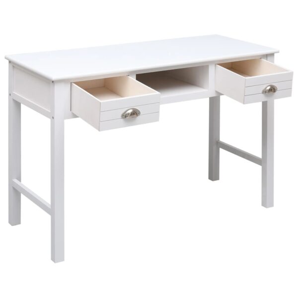 vidaXL Writing Desk White 43.3"x17.7"x29.9" Wood - Image 3