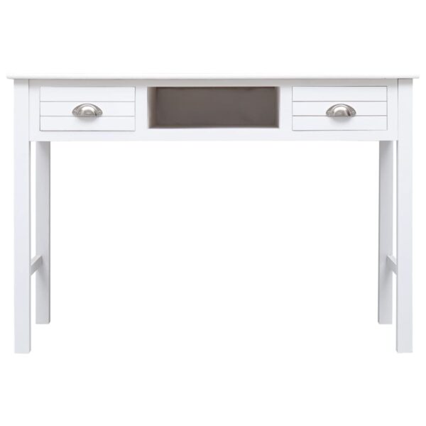 vidaXL Writing Desk White 43.3"x17.7"x29.9" Wood - Image 4