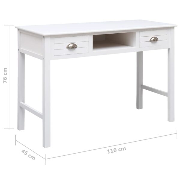 vidaXL Writing Desk White 43.3"x17.7"x29.9" Wood - Image 9