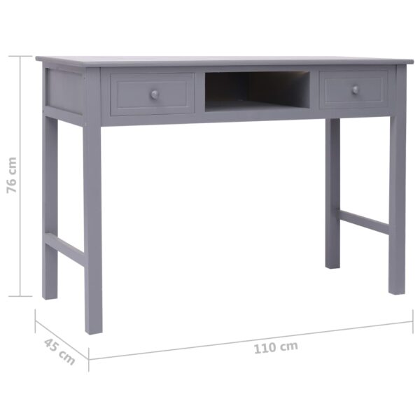 vidaXL Writing Desk Gray 43.3"x17.7"x29.9" Wood - Image 9