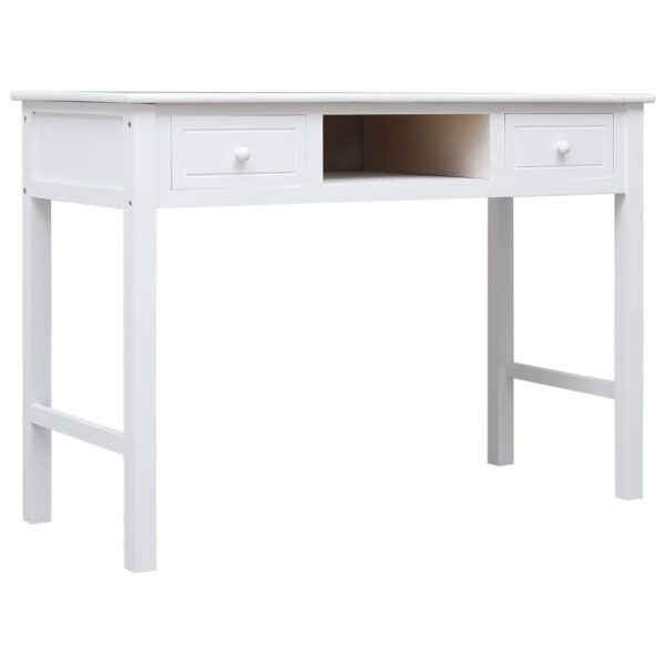 vidaXL Writing Desk White 43.3"x17.7"x29.9" Wood - Image 2