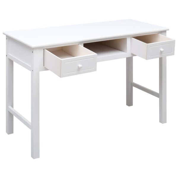 vidaXL Writing Desk White 43.3"x17.7"x29.9" Wood - Image 3