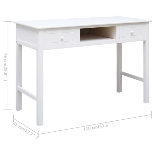 vidaXL Writing Desk White 43.3"x17.7"x29.9" Wood - Image 9